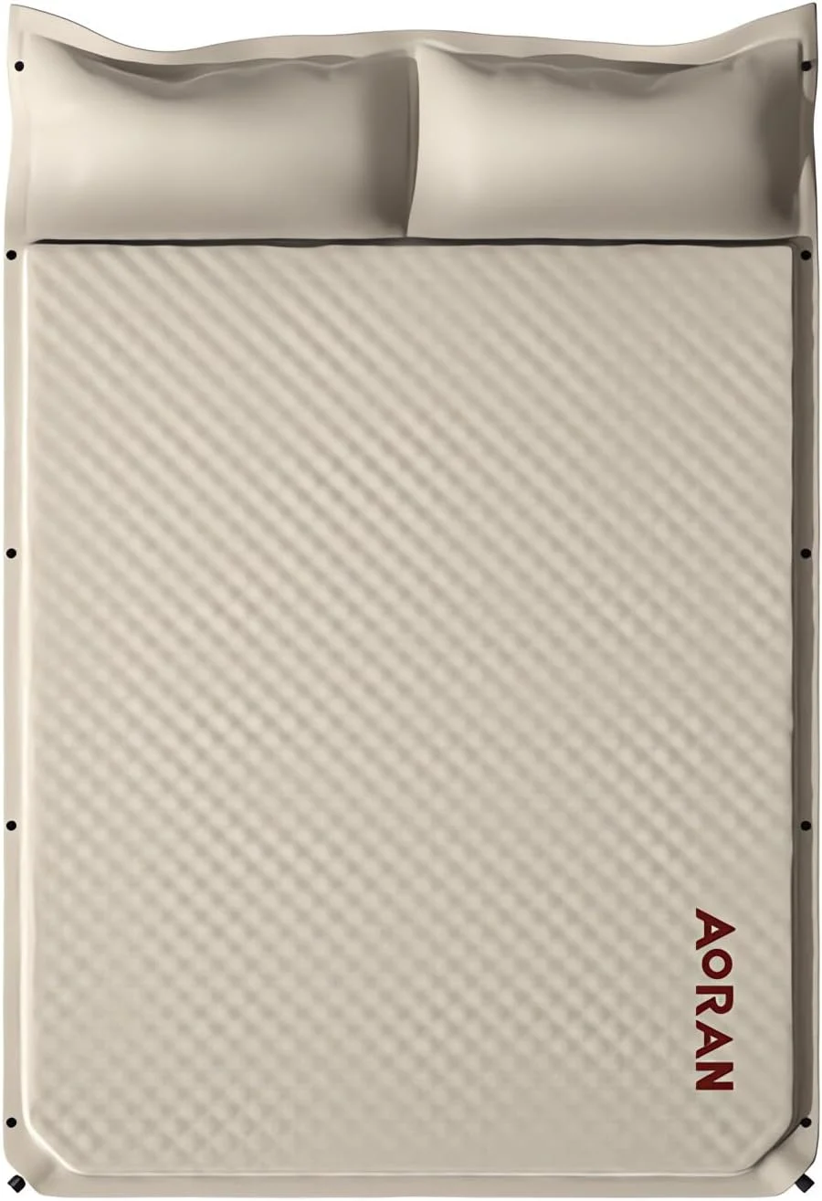 تخت بادی تشکی AUTOYSUR، تشک بادی با پمپ شارژی داخلی، تخت خواب بادی مخملی راحت و قابل حمل، تخت بادی با ارتفاع 16 اینچ مناسب منزل، مهمان، مسافرت، جابجایی و کمپینگ (دو نفره - 3 سانتی متر)