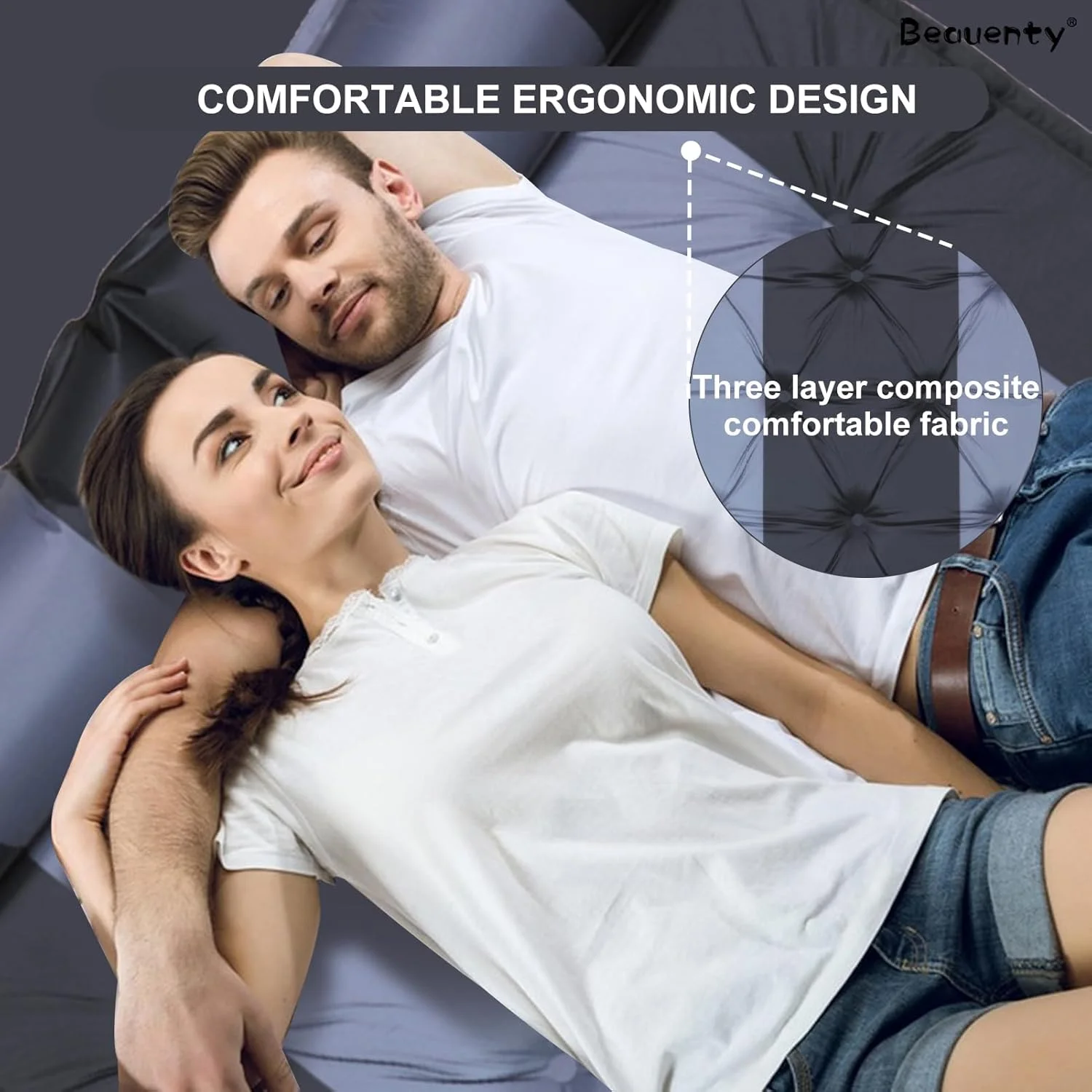 تشک بادی کمپینگ دو نفره قابل حمل Beauenty، تشک خواب خود باد شونده 4 فصل، پمپ داخلی، تشک بادی سبک وزن بزرگسالان برای مسافرت و پیاده روی (خاکستری مشکی) تشک بادی کمپینگ دو نفره قابل حمل Beauenty، تشک خواب خود باد شونده 4 فصل، پمپ داخلی، تشک بادی سبک وزن بزرگسالان برای مسافرت و پیاده روی (خاکستری مشکی)