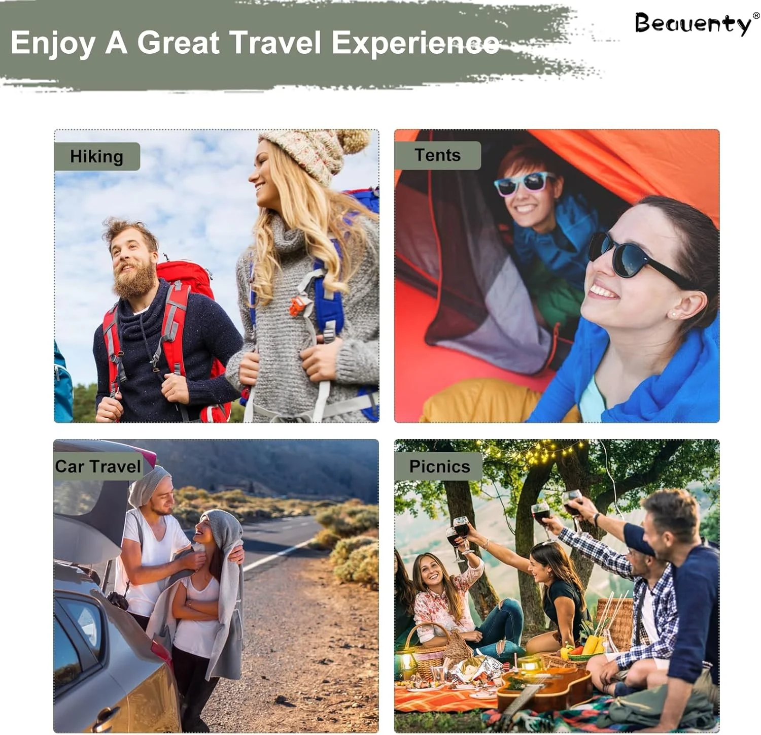 تشک بادی سفری قابل حمل Beauenty، تشک خواب خود بادشو 4 فصل، پمپ داخلی، تشک بادی سبک وزن کمپینگ (سبز)