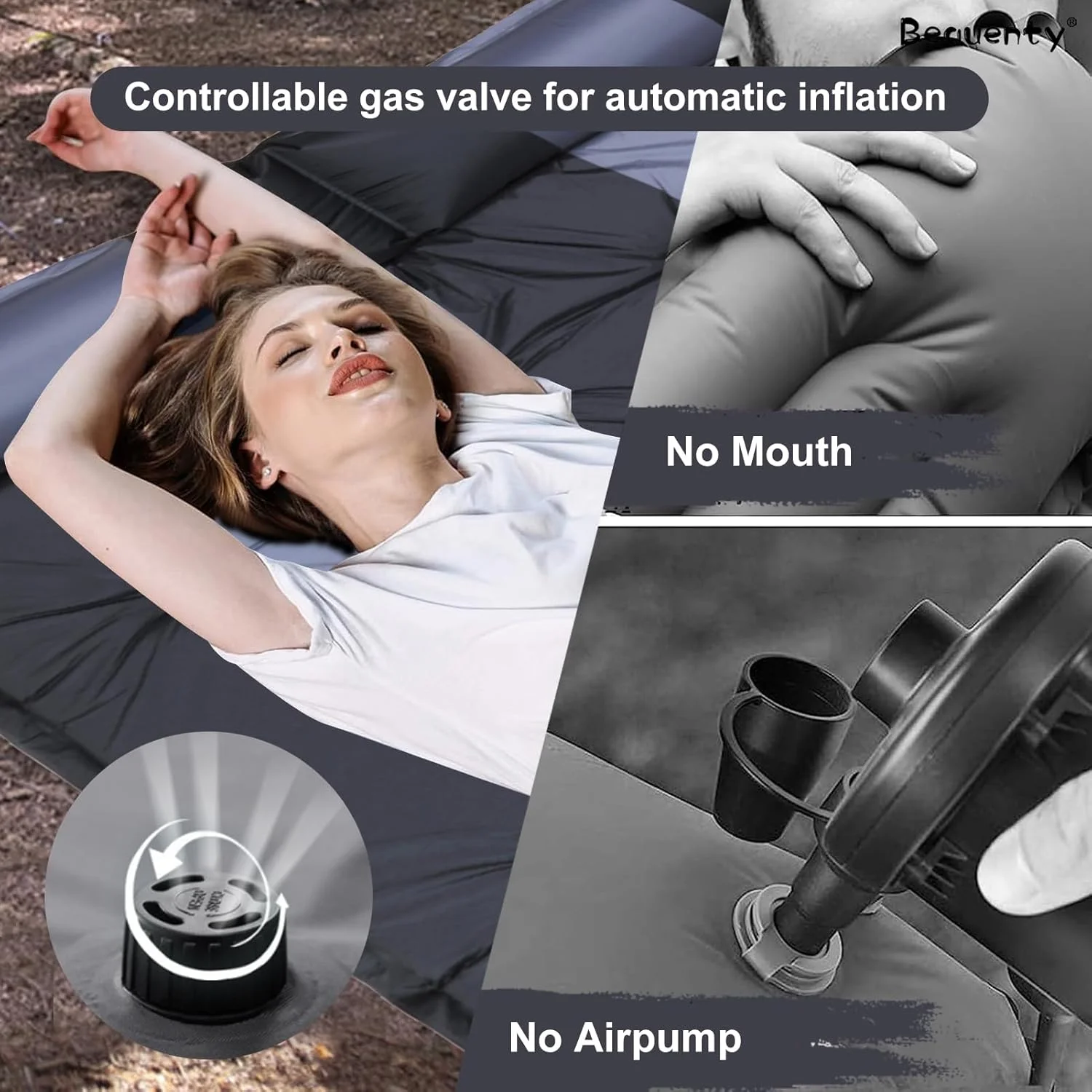 تشک بادی کمپینگ دو نفره قابل حمل Beauenty، تشک خواب خود باد شونده 4 فصل، پمپ داخلی، تشک بادی سبک وزن بزرگسالان برای مسافرت و پیاده روی (خاکستری مشکی) تشک بادی کمپینگ دو نفره قابل حمل Beauenty، تشک خواب خود باد شونده 4 فصل، پمپ داخلی، تشک بادی سبک وزن بزرگسالان برای مسافرت و پیاده روی (خاکستری مشکی)