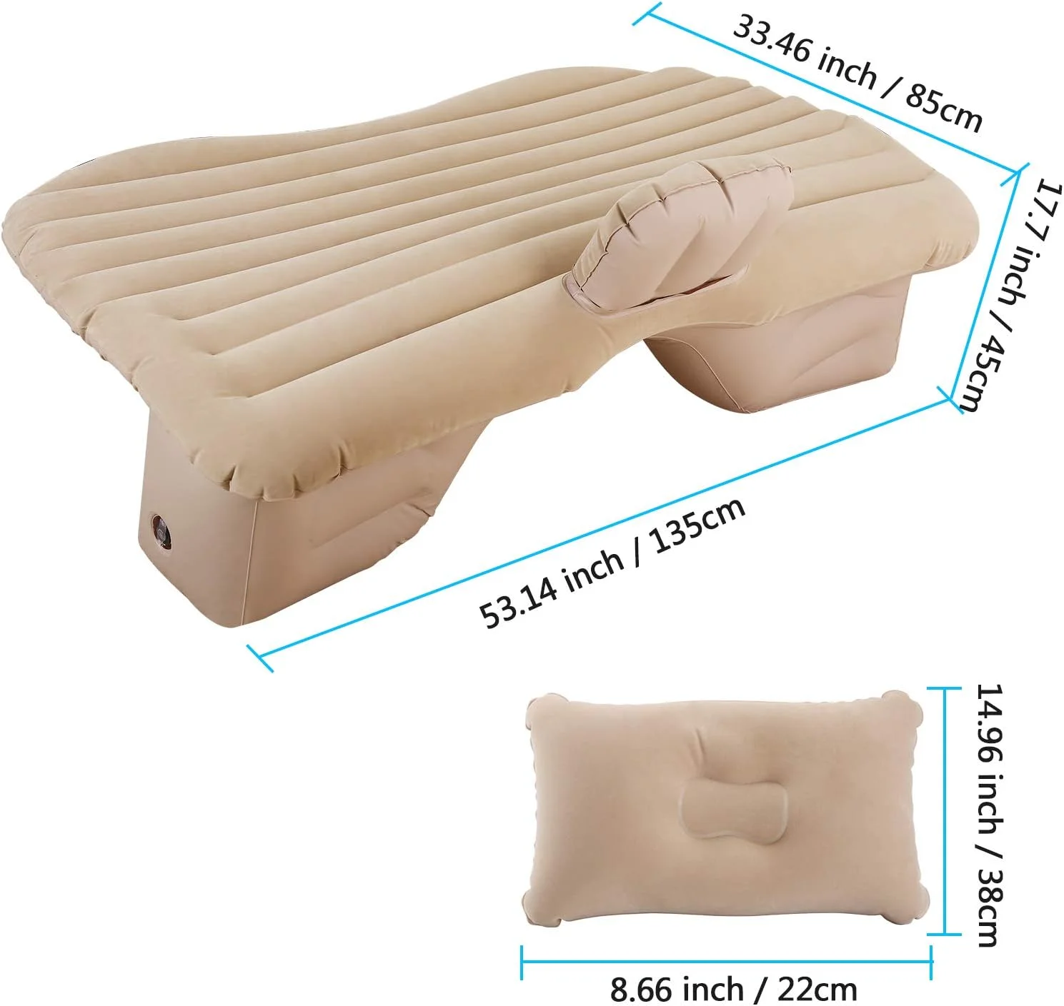 تشک بادی ماشین Luanoy Auttely، مناسب برای خواب در خودرو، تشک بادی مسافرتی صندلی عقب - سایز دوقلو جمع و جور