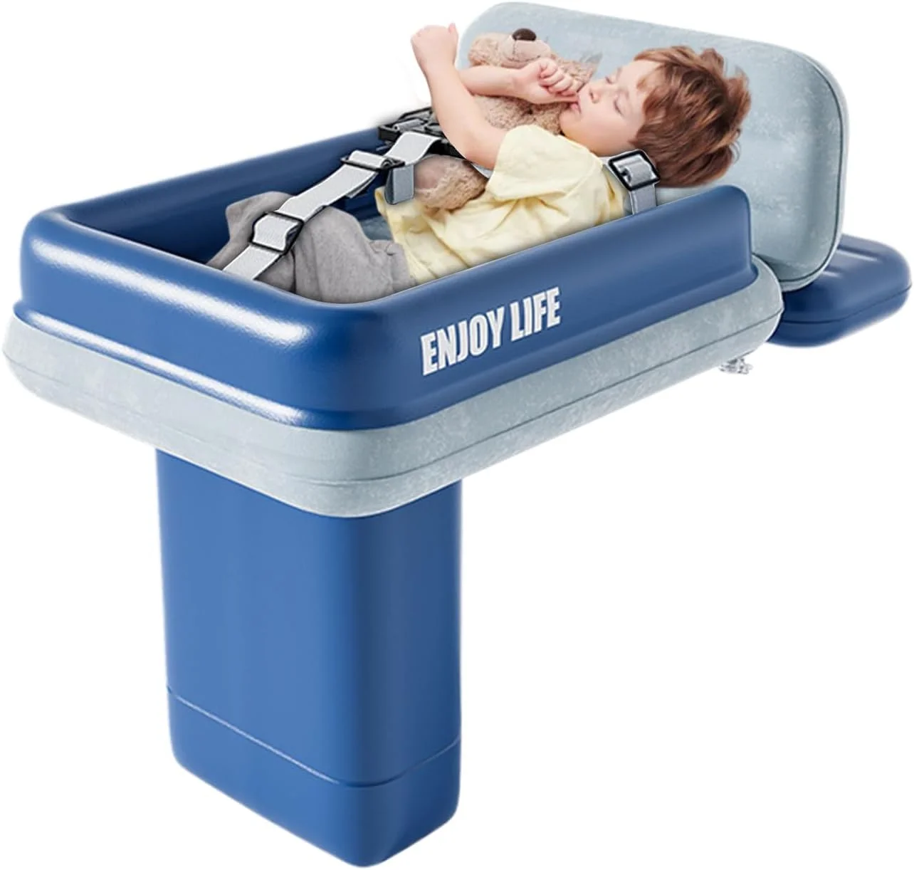 تخت خواب بادی کودک برای هواپیما، تخت مسافرتی بادی کودک | تشک بادی نرم و تاشو برای نوزاد مناسب برای مهد کودک، پرواز، کمپینگ، قطار، هتل، صندلی ماشین و سفر جاده ای