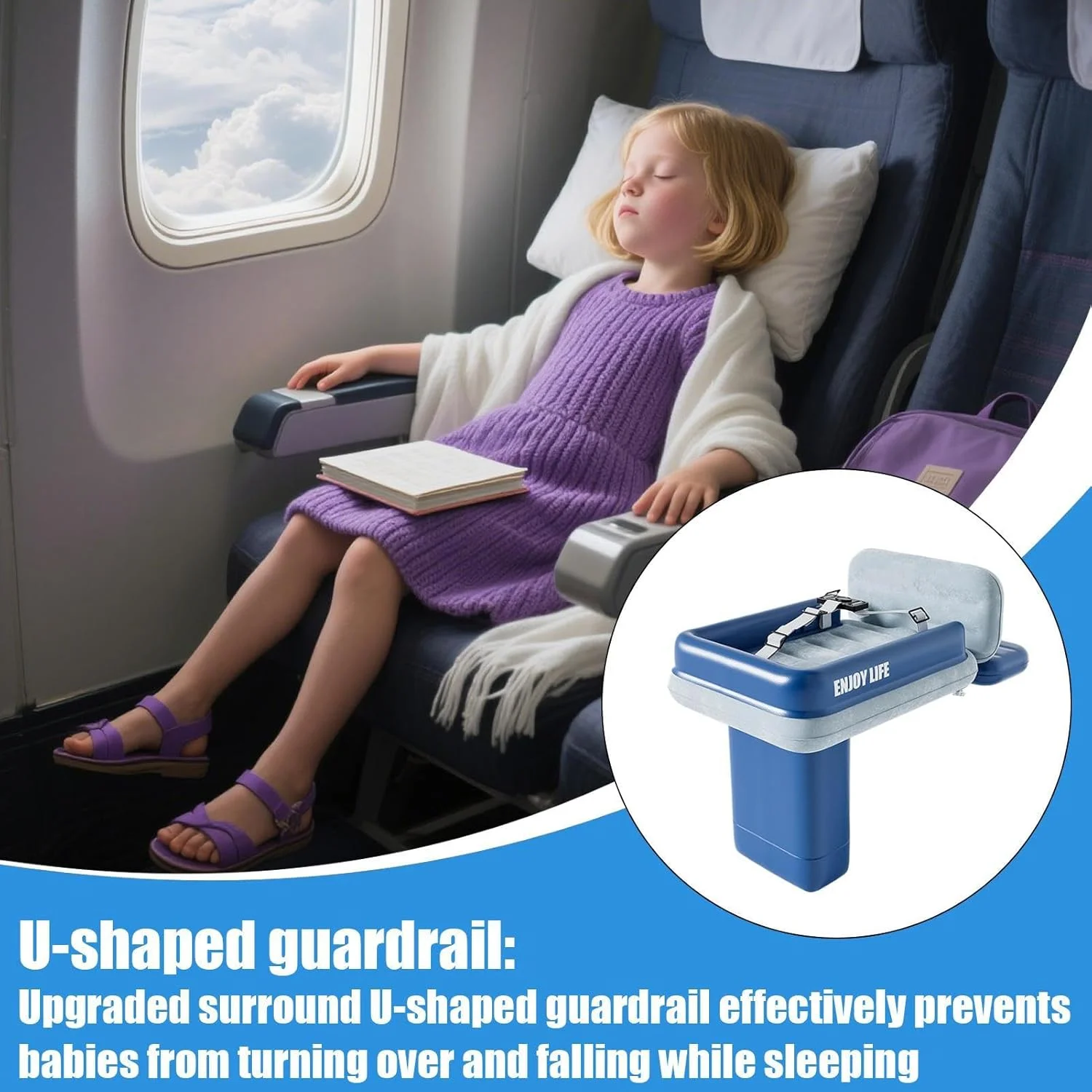 تخت خواب بادی کودک برای هواپیما، تخت مسافرتی بادی کودک | تشک بادی نرم و تاشو برای نوزاد مناسب برای مهد کودک، پرواز، کمپینگ، قطار، هتل، صندلی ماشین و سفر جاده ای تخت خواب بادی کودک برای هواپیما، تخت مسافرتی بادی کودک | تشک بادی نرم و تاشو برای نوزاد مناسب برای مهد کودک، پرواز، کمپینگ، قطار، هتل، صندلی ماشین و سفر جاده ای