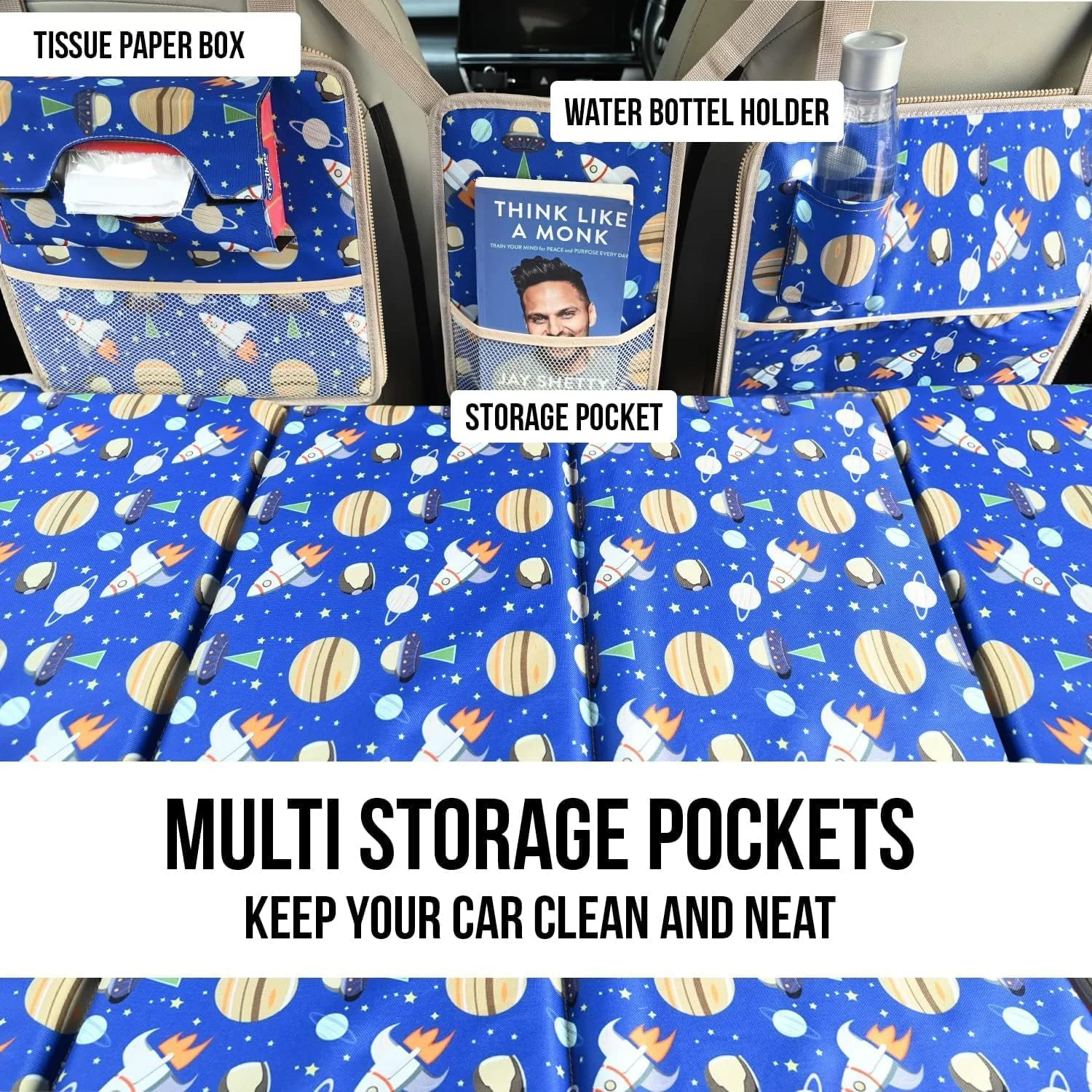 تشک بادی غیر بادی خودرو Allextreme CB-S05 با طراحی تاشو و قابل حمل، پارچه پلی استر، تشک خواب صندلی عقب و سازمان دهنده چند منظوره برای مسافرت، کمپینگ و پیک نیک نوزاد و کودک (آبی)