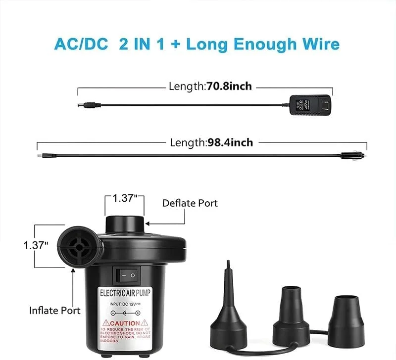 پمپ باد برقی قابل حمل با قابلیت پر کردن سریع به همراه 3 نازل، دمنده و مکنده برای تشک بادی، تخت بادی، حلقه شنا، قایق بادی استخر، کمپینگ، وسایل بادی فضای باز، پمپ باد سریع برای اسباب بازی و قایق پمپ باد برقی قابل حمل با قابلیت پر کردن سریع به همراه 3 نازل، دمنده و مکنده برای تشک بادی، تخت بادی، حلقه شنا، قایق بادی استخر، کمپینگ، وسایل بادی فضای باز، پمپ باد سریع برای اسباب بازی و قایق