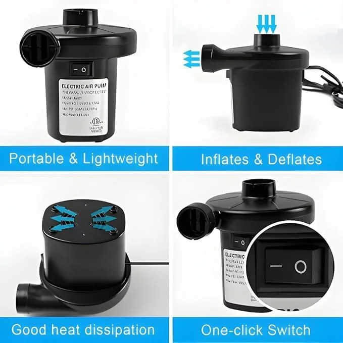 پمپ باد برقی قابل حمل با قابلیت پر کردن سریع به همراه 3 نازل، دمنده و مکنده برای تشک بادی، تخت بادی، حلقه شنا، قایق بادی استخر، کمپینگ، وسایل بادی فضای باز، پمپ باد سریع برای اسباب بازی و قایق پمپ باد برقی قابل حمل با قابلیت پر کردن سریع به همراه 3 نازل، دمنده و مکنده برای تشک بادی، تخت بادی، حلقه شنا، قایق بادی استخر، کمپینگ، وسایل بادی فضای باز، پمپ باد سریع برای اسباب بازی و قایق