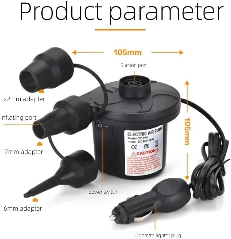 پمپ باد برقی قابل حمل با قابلیت پر کردن سریع به همراه 3 نازل، دمنده و مکنده برای تشک بادی، تخت بادی، حلقه شنا، قایق بادی استخر، کمپینگ، وسایل بادی فضای باز، پمپ باد سریع برای اسباب بازی و قایق پمپ باد برقی قابل حمل با قابلیت پر کردن سریع به همراه 3 نازل، دمنده و مکنده برای تشک بادی، تخت بادی، حلقه شنا، قایق بادی استخر، کمپینگ، وسایل بادی فضای باز، پمپ باد سریع برای اسباب بازی و قایق