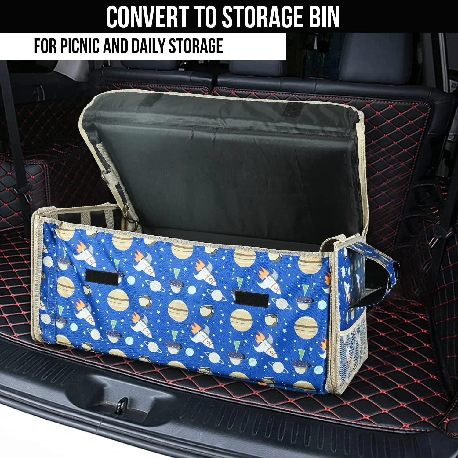 تشک بادی غیر بادی خودرو Allextreme CB-S05 با طراحی تاشو و قابل حمل، پارچه پلی استر، تشک خواب صندلی عقب و سازمان دهنده چند منظوره برای مسافرت، کمپینگ و پیک نیک نوزاد و کودک (آبی)