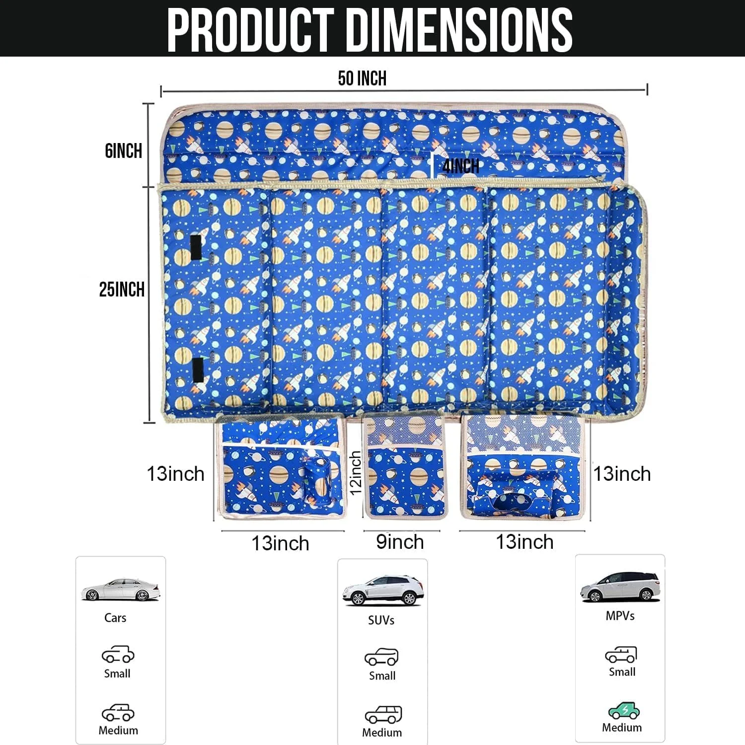 تشک بادی غیر بادی خودرو Allextreme CB-S05 با طراحی تاشو و قابل حمل، پارچه پلی استر، تشک خواب صندلی عقب و سازمان دهنده چند منظوره برای مسافرت، کمپینگ و پیک نیک نوزاد و کودک (آبی)