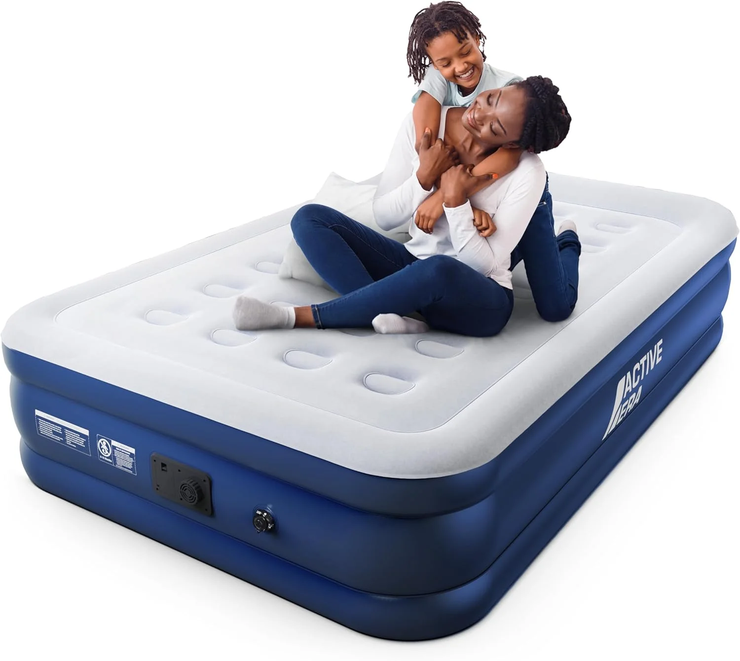 تشک بادی دو نفره ممتاز Active Era | تخت بادی برای منزل با پمپ داخلی | تخت خواب بادی خود باد شونده 3 دقیقه ای | سطح مخملی و مقاوم در برابر سوراخ شدن مناسب مهمان و کمپینگ 195x137x46 سانتی متر