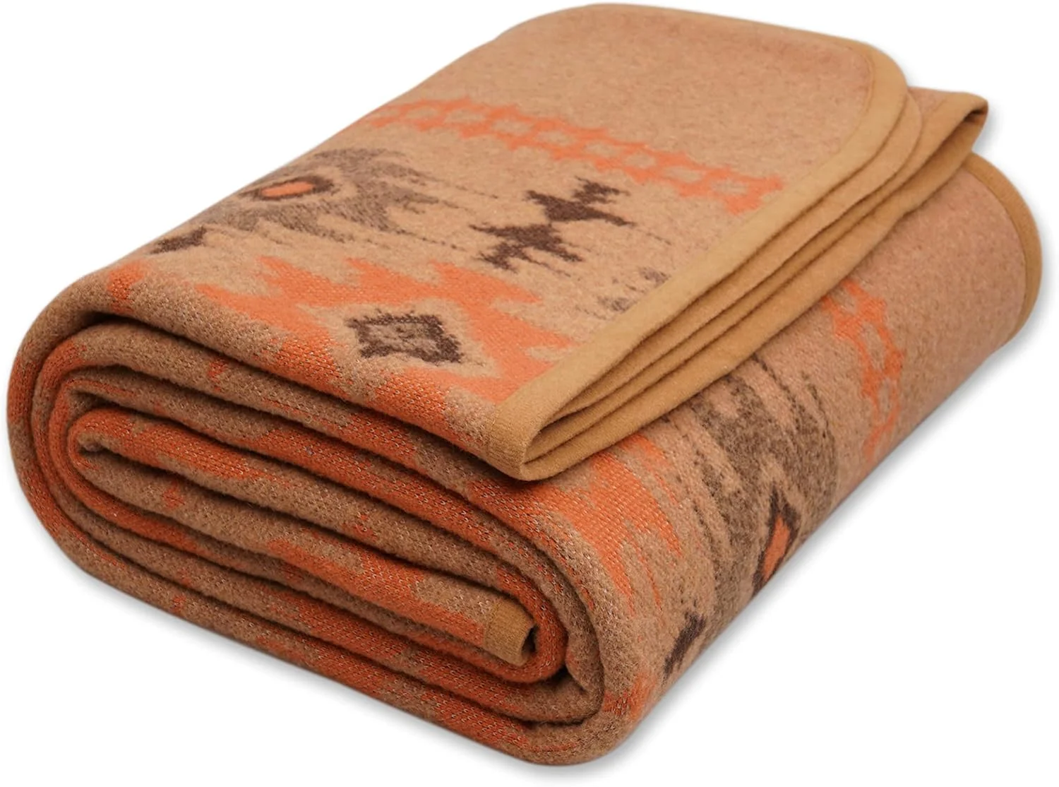 پتو پشمی مرینوس آکوشلا - 220x160 سانتی متر، گرم، ضخیم، قابل شستشو، مناسب تخت، مبل، کمپینگ، پتو مسافرتی برای تمام فصول، رنگ خاکی مایرز