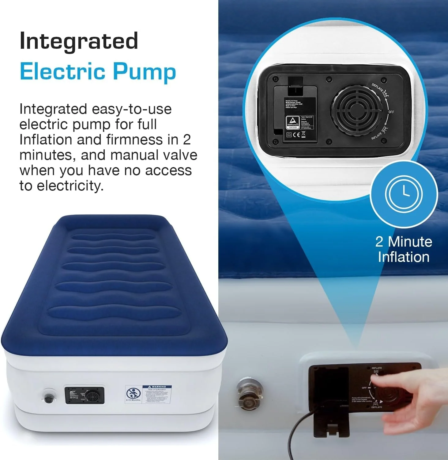 تشک بادی یک نفره لوکس Active Era - تشک بادی مرتفع با پمپ داخلی، بالش برجسته و فناوری تیرآهن ساختار یافته