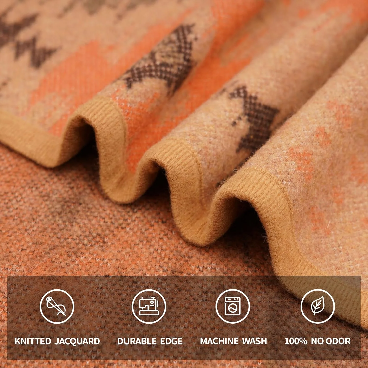 پتو پشمی مرینوس آکوشلا - 220x160 سانتی متر، گرم، ضخیم، قابل شستشو، مناسب تخت، مبل، کمپینگ، پتو مسافرتی برای تمام فصول، رنگ خاکی مایرز