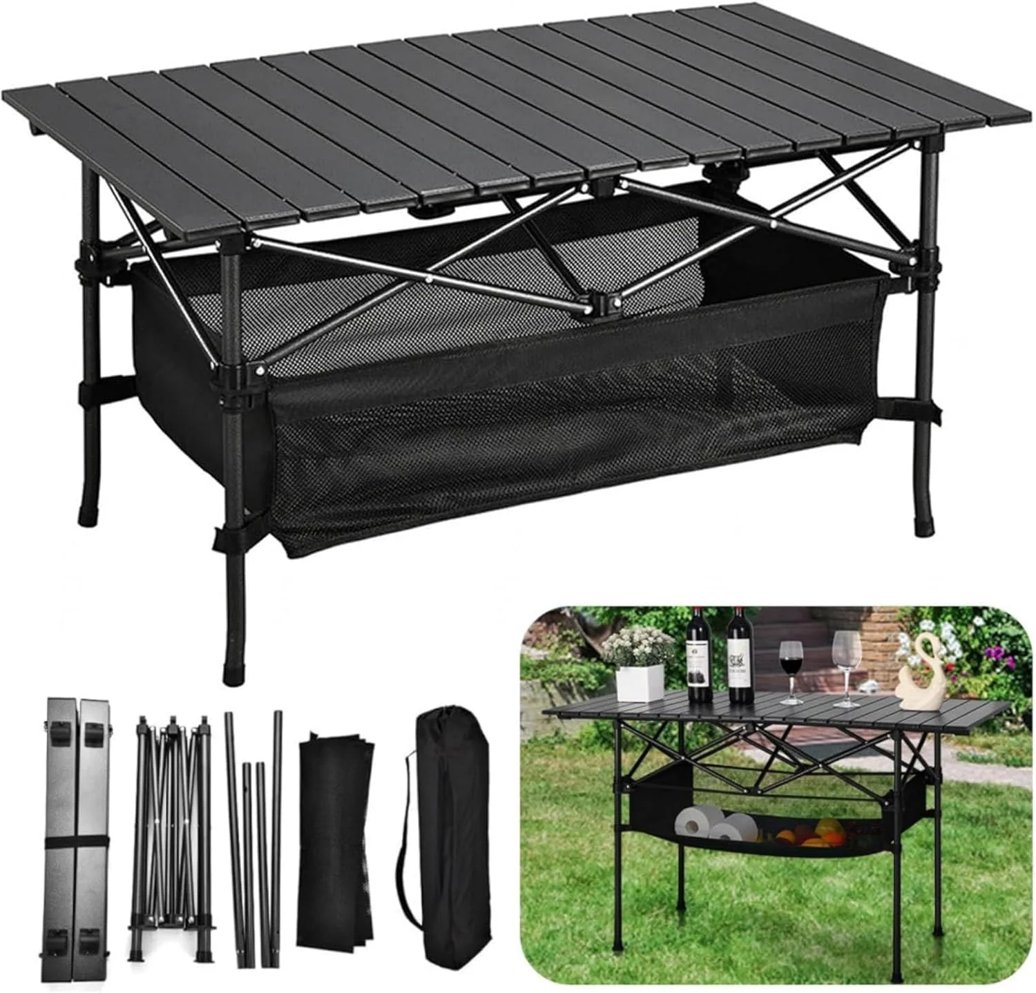 میز تاشو کمپینگ TOYBY، میز تاشو با کیف حمل، میز پیک نیک فلزی میز ساحلی تاشو، میز بزرگ فضای باز میز قابل حمل، میز تاشو سنگین برای پیاده روی، باربیکیو میز تاشو کمپینگ TOYBY، میز تاشو با کیف حمل، میز پیک نیک فلزی میز ساحلی تاشو، میز بزرگ فضای باز میز قابل حمل، میز تاشو سنگین برای پیاده روی، باربیکیو