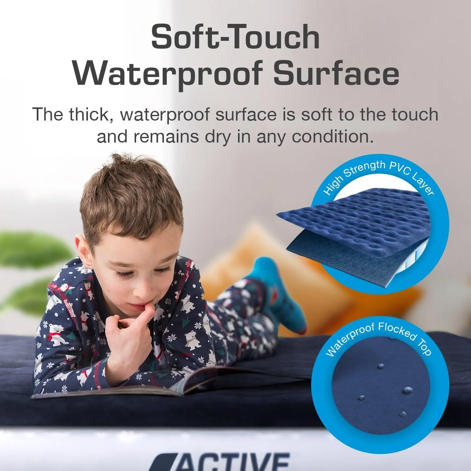 تشک بادی لوکس Active Era با پمپ قابل شارژ USB - تشک بادی سایز کینگ با کیف مسافرتی، پمپ بادی قابل حمل با کابل شارژ USB و پمپ پایی (تک نفره)