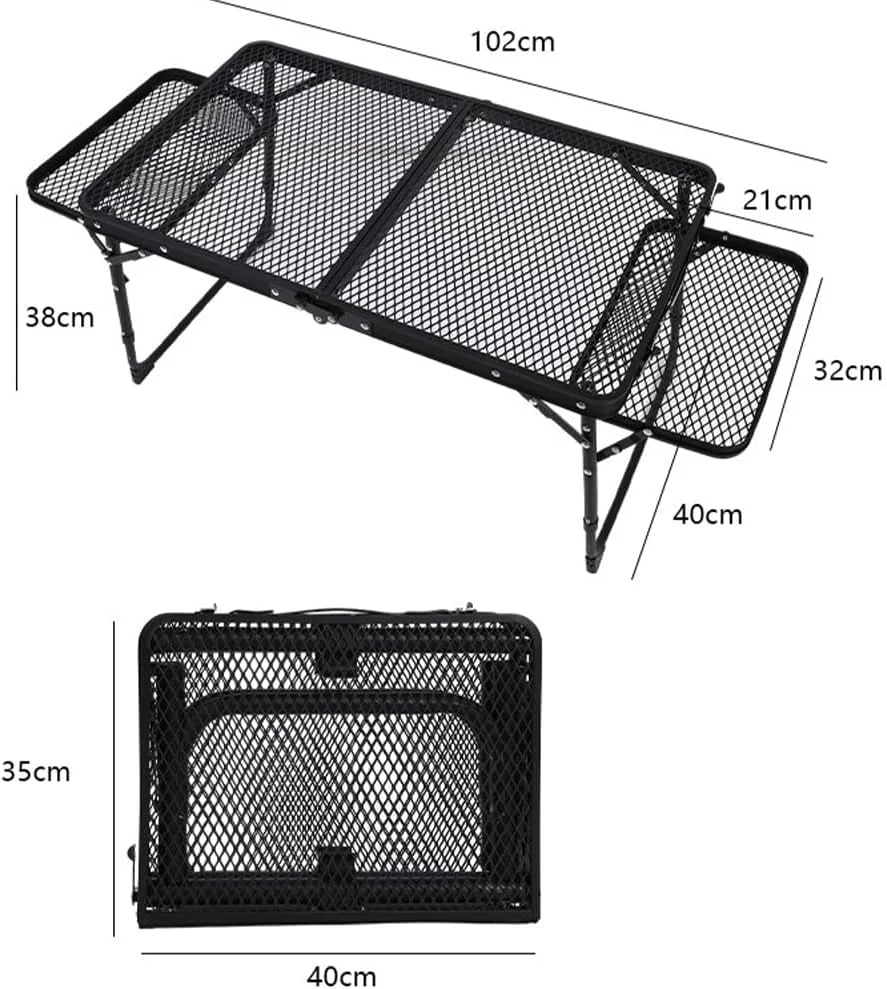 میز تاشو VAFGWGPB مناسب برای کمپینگ و پیک نیک، دارای فضای ذخیره سازی بزرگ و قابلیت تاشو آسان، میز باربیکیو تاشو آلومینیومی، مجهز به کیف نگهداری، قابل حمل آسان