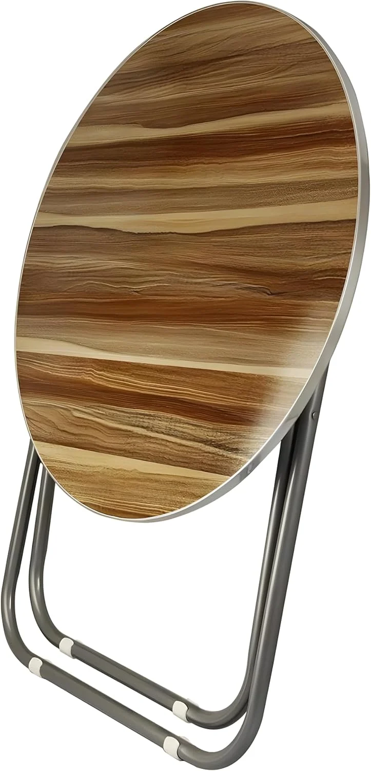 میز چوبی تاشو دایره ای با کیفیت عالی برای کمپینگ، میز تاشو گرد/مربع مناسب فضای باز، میز پیک نیک سبک و قابل حمل برای گردش، ساحل، پیک نیک، حیاط خلوت، باربیکیو و مهمانی (گرد)