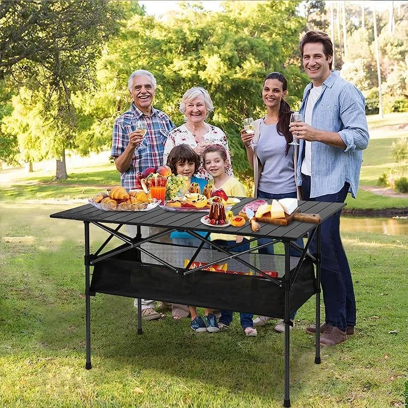 میز تاشو کمپینگ YHOME با کیف حمل، میز پیک نیک تاشو قابل حمل، میز ناهار خوری تاشو برای داخل خانه، فضای باز، کمپینگ، ساحل، حیاط خلوت، باربیکیو، مهمانی، پاسیو، پیک نیک