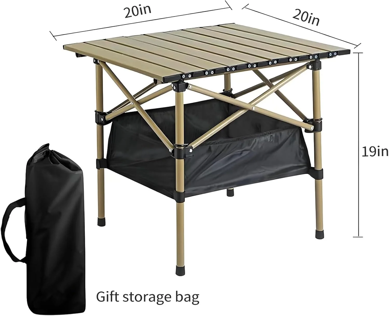 میز تاشو کمپینگ HEYInova، میز کمپینگ قابل حمل، قابل تنظیم، میز کمپ کوچک فوق سبک با کیف نگهداری برای پیک نیک کمپینگ در فضای باز، باربیکیو، ساحل (53 * 52 * 50 سانتی متر)