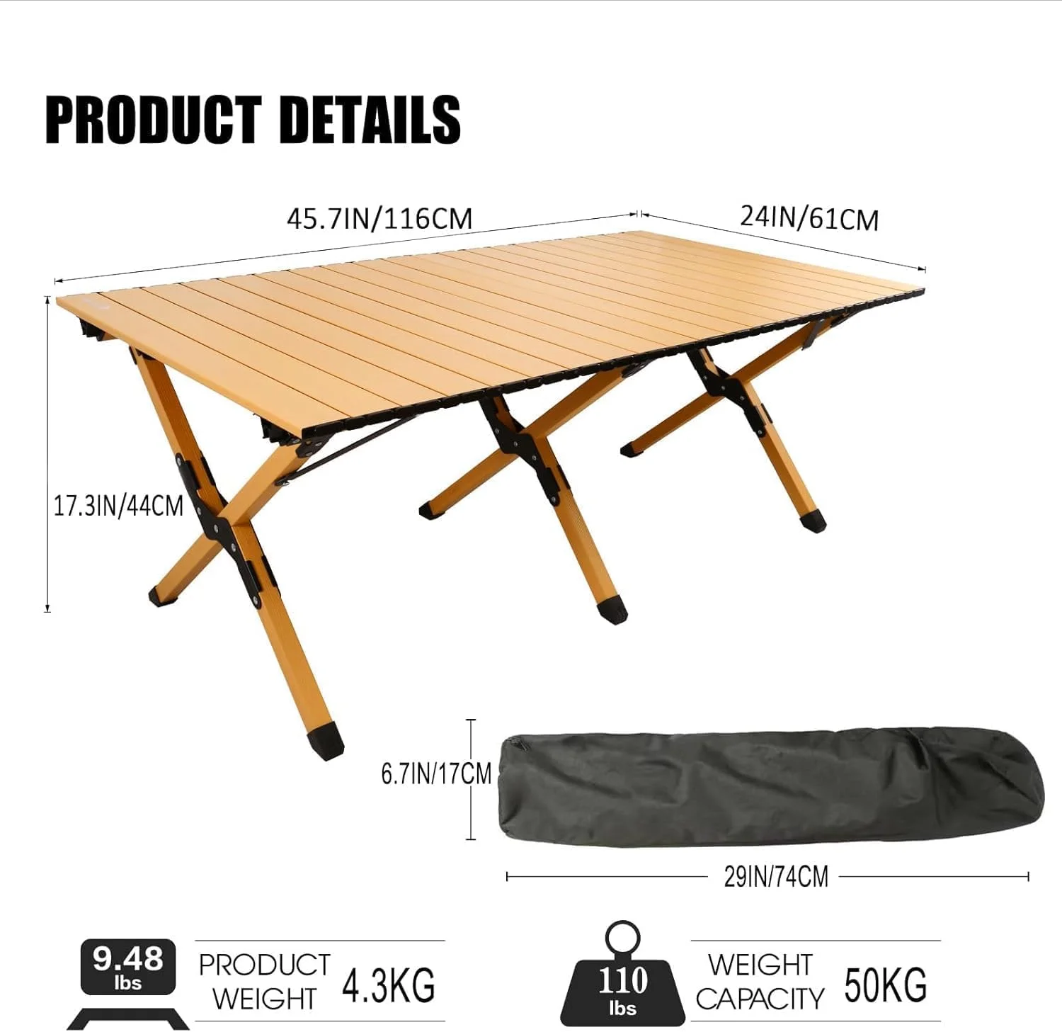 میز پیک نیک تاشو قابل حمل GGEROU با کیف حمل، میزهای تاشو کمپینگ، قاب آلومینیومی و میز چوبی، مناسب برای 4-6 نفر، برای باربیکیو، پیک نیک، کمپ، مسافرت، ساحل، پاسیو، باغ، 23 * 45 اینچ (B) میز پیک نیک تاشو قابل حمل GGEROU با کیف حمل، میزهای تاشو کمپینگ، قاب آلومینیومی و میز چوبی، مناسب برای 4-6 نفر، برای باربیکیو، پیک نیک، کمپ، مسافرت، ساحل، پاسیو، باغ، 23 * 45 اینچ (B)