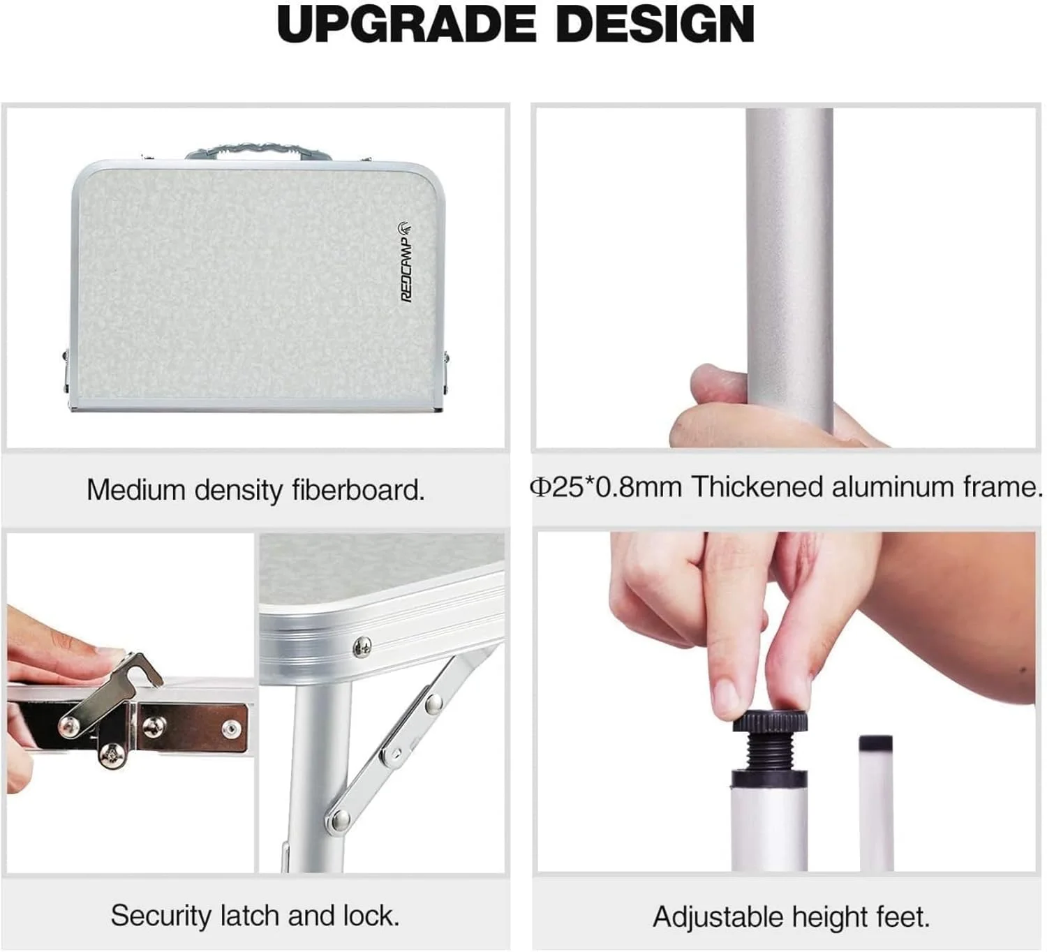 میز آلومینیومی تاشو، میز کمپینگ قابل حمل سبک وزن با ارتفاع قابل تنظیم برای میزهای ناهار خوری پیک نیک مهمانی در فضای داخلی و خارجی (90 x 60 سانتی متر) میز آلومینیومی تاشو، میز کمپینگ قابل حمل سبک وزن با ارتفاع قابل تنظیم برای میزهای ناهار خوری پیک نیک مهمانی در فضای داخلی و خارجی (90 x 60 سانتی متر)
