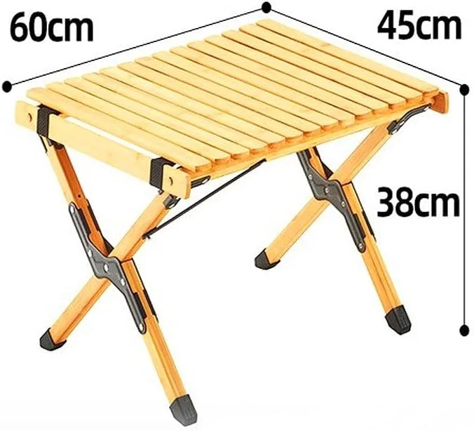 میز تاشو کمپینگ C&C Home، میز پیک نیک تاشو کم ارتفاع قابل حمل برای فضای باز و داخل خانه، میز رول کیک در یک کیف برای پیک نیک، کمپینگ، مسافرت، ساحل، پاسیو، باربیکیو باغی، رنگ چوب اصلی