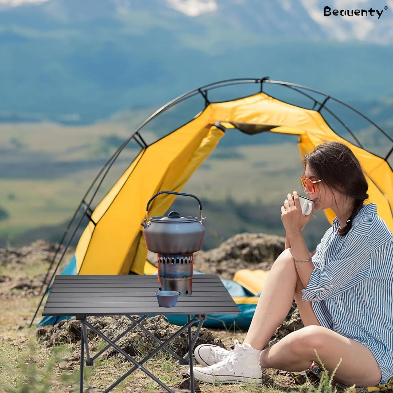 میز کمپینگ فوق سبک و قابل حمل Beauenty، میز تاشو با کیف حمل، میز فضای باز برای پخت و پز در فضای باز، پیک نیک، مسافرت، باربیکیو (کوچک) میز کمپینگ فوق سبک و قابل حمل Beauenty، میز تاشو با کیف حمل، میز فضای باز برای پخت و پز در فضای باز، پیک نیک، مسافرت، باربیکیو (کوچک)