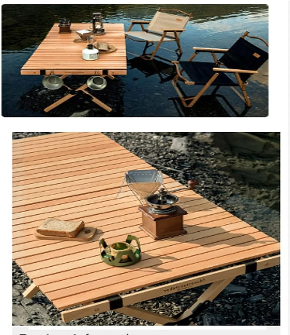 میز تاشو کمپینگ C&C Home، میز پیک نیک تاشو کم ارتفاع قابل حمل برای فضای باز و داخل خانه، میز رول کیک در یک کیف برای پیک نیک، کمپینگ، مسافرت، ساحل، پاسیو، باربیکیو باغی، رنگ چوب اصلی