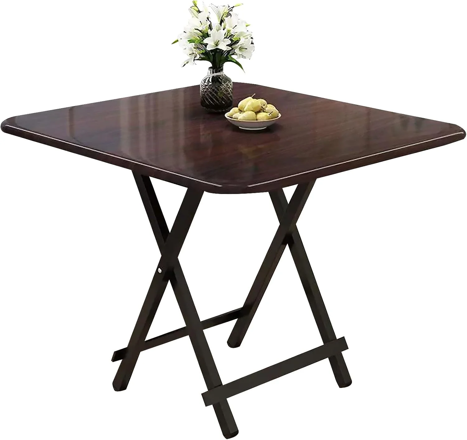 میز پیک نیک چوبی Beauenty، میز تاشو مربعی برای کمپینگ در فضای باز، میز چند منظوره 60 * 60 سانتی متر، میز کمپینگ سنگین، میز ناهار خوری چوبی، باغ، میز قهوه (قهوه ای)