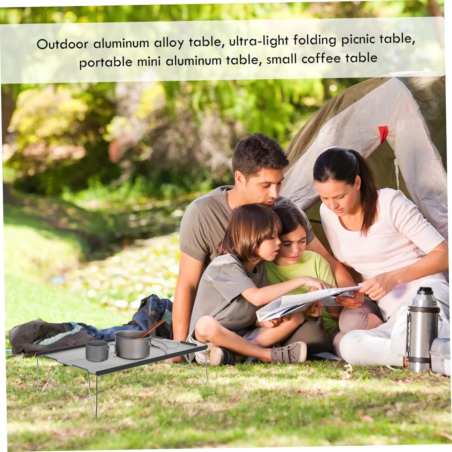میز تاشو آلومینیومی SUPVOX، میز قهوه خوری کوچک، میز تاشو کمپینگ، میز پیک نیک تاشو، میز کمپینگ تاشو، مینی گریل، میز فضای باز، گریل باربیکیو، آلیاژ آلومینیوم، اتاق اسباب بازی، قابل حمل
