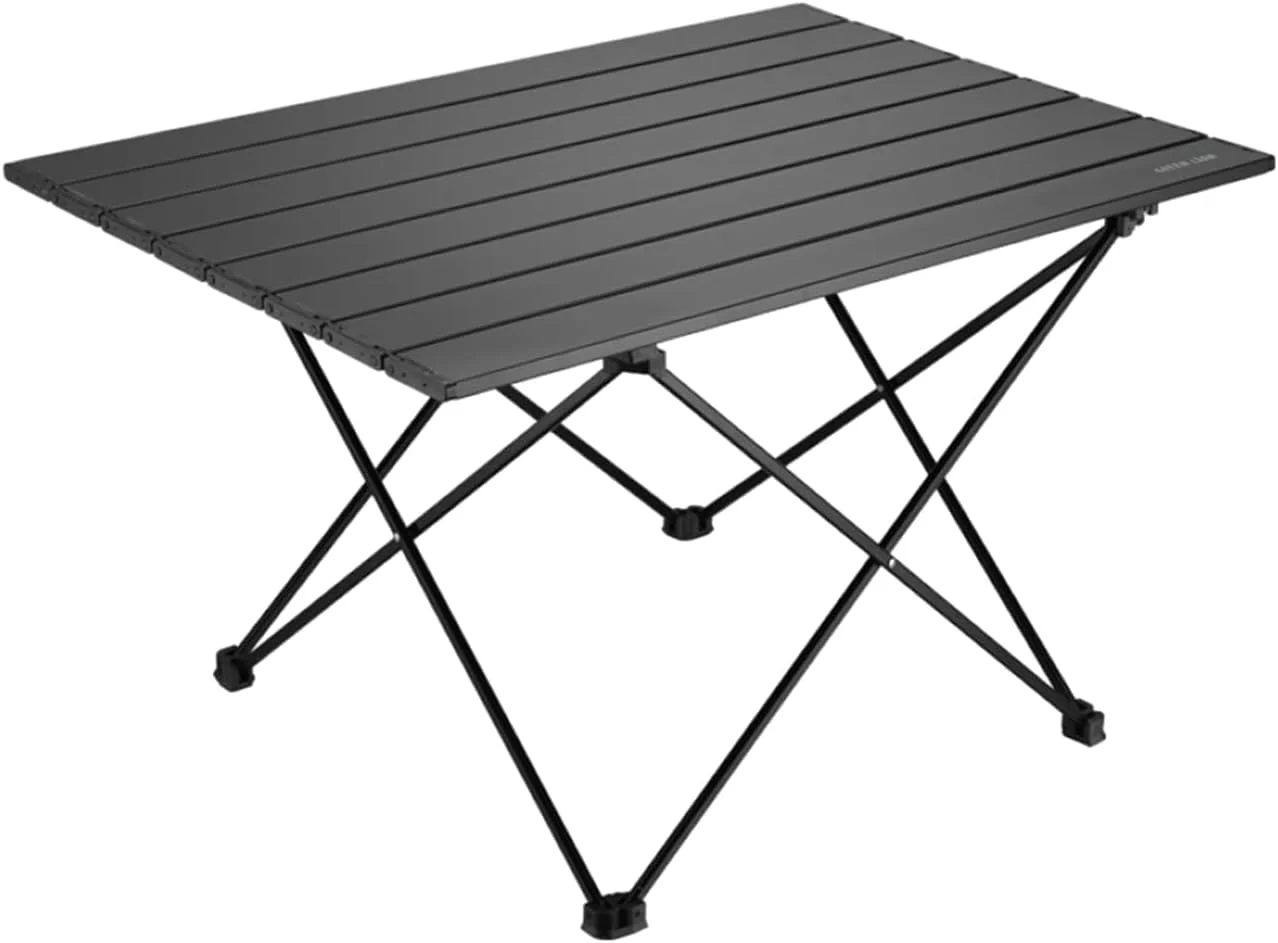 میز تاشو کمپینگ گرین لاین، با روکش طرح چوب زیبا، سبک و قابل حمل برای کمپینگ در فضای باز، پیک نیک، پاسیو، بالکن و استفاده در محیط داخلی