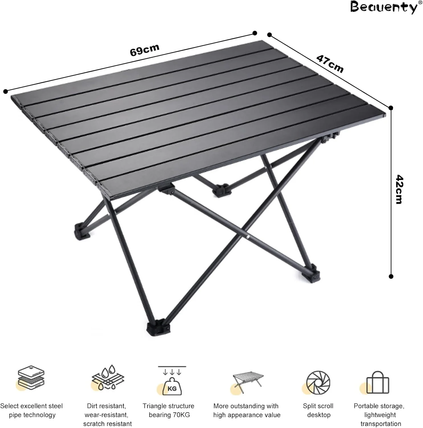 میز کمپینگ فوق سبک و قابل حمل Beauenty، میز تاشو با کیف حمل، میز فضای باز برای پخت و پز در فضای باز، پیک نیک، مسافرت، باربیکیو (کوچک) میز کمپینگ فوق سبک و قابل حمل Beauenty، میز تاشو با کیف حمل، میز فضای باز برای پخت و پز در فضای باز، پیک نیک، مسافرت، باربیکیو (کوچک)