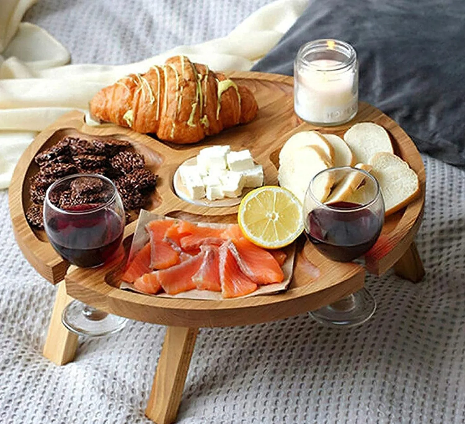 میز پیک نیک تاشو فضای باز EOPTIFY، میز چوبی کوچک ساحلی قابل حمل با جداکننده و 4 جای لیوان شراب، میز برای باغ، کمپینگ، مهمانی، ساحل، شام در فضای باز، میز چوبی با پایه های تاشو میز پیک نیک تاشو فضای باز EOPTIFY، میز چوبی کوچک ساحلی قابل حمل با جداکننده و 4 جای لیوان شراب، میز برای باغ، کمپینگ، مهمانی، ساحل، شام در فضای باز، میز چوبی با پایه های تاشو