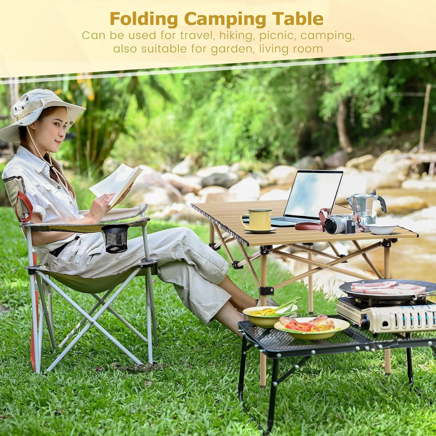 میز تاشو کمپینگ 95 * 55 * 50 سانتیمتری، میز پیکنیک کمپینگ قابل حمل، میز ساحلی تاشو آلومینیومی فوق سبک با کیف حمل، مناسب برای فضای باز، پیکنیک، آشپزی، ساحل، پیادهروی، ماهیگیری (بژ) میز تاشو کمپینگ 95 * 55 * 50 سانتیمتری، میز پیکنیک کمپینگ قابل حمل، میز ساحلی تاشو آلومینیومی فوق سبک با کیف حمل، مناسب برای فضای باز، پیکنیک، آشپزی، ساحل، پیادهروی، ماهیگیری (بژ)