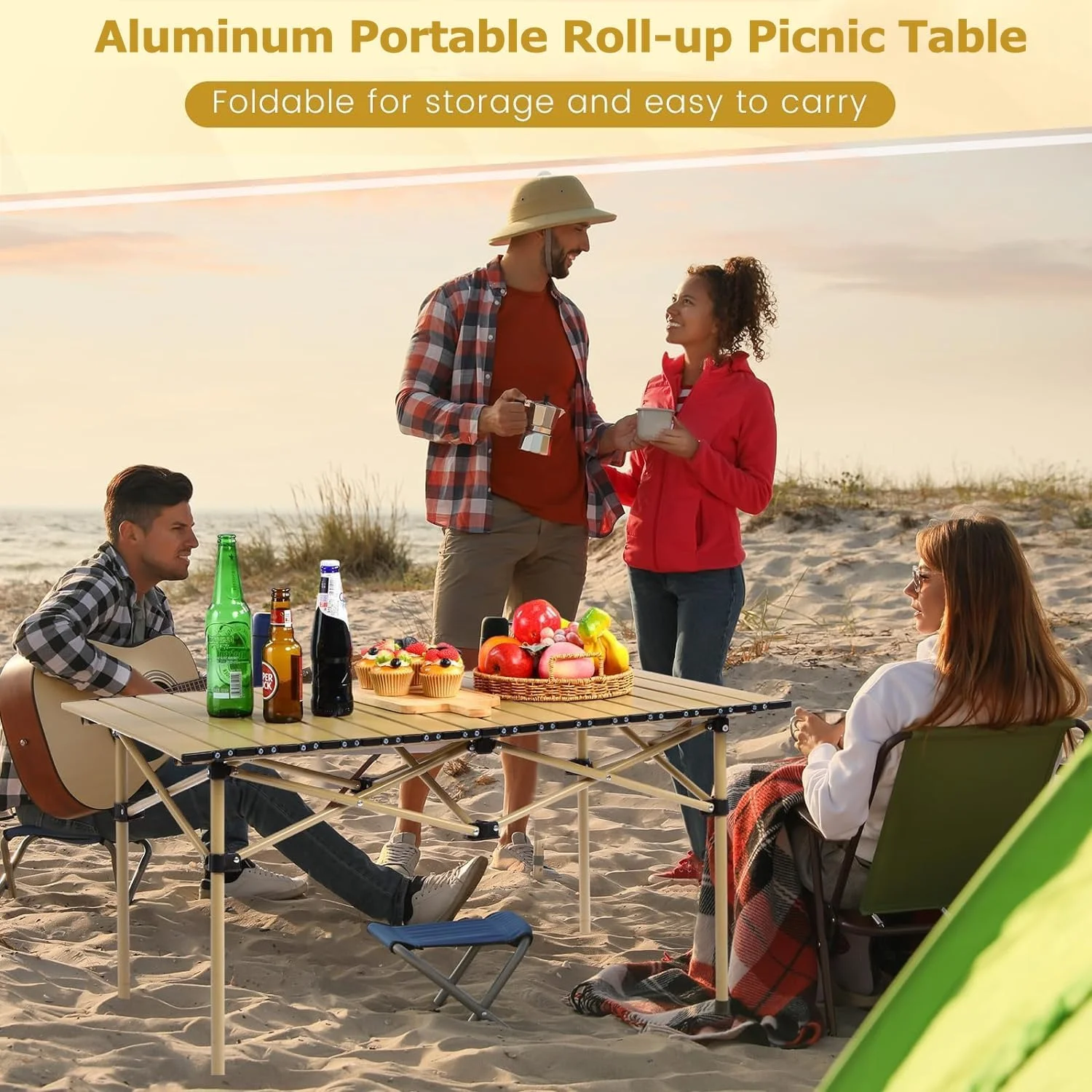 میز تاشو کمپینگ 95 * 55 * 50 سانتیمتری، میز پیکنیک کمپینگ قابل حمل، میز ساحلی تاشو آلومینیومی فوق سبک با کیف حمل، مناسب برای فضای باز، پیکنیک، آشپزی، ساحل، پیادهروی، ماهیگیری (بژ) میز تاشو کمپینگ 95 * 55 * 50 سانتیمتری، میز پیکنیک کمپینگ قابل حمل، میز ساحلی تاشو آلومینیومی فوق سبک با کیف حمل، مناسب برای فضای باز، پیکنیک، آشپزی، ساحل، پیادهروی، ماهیگیری (بژ)
