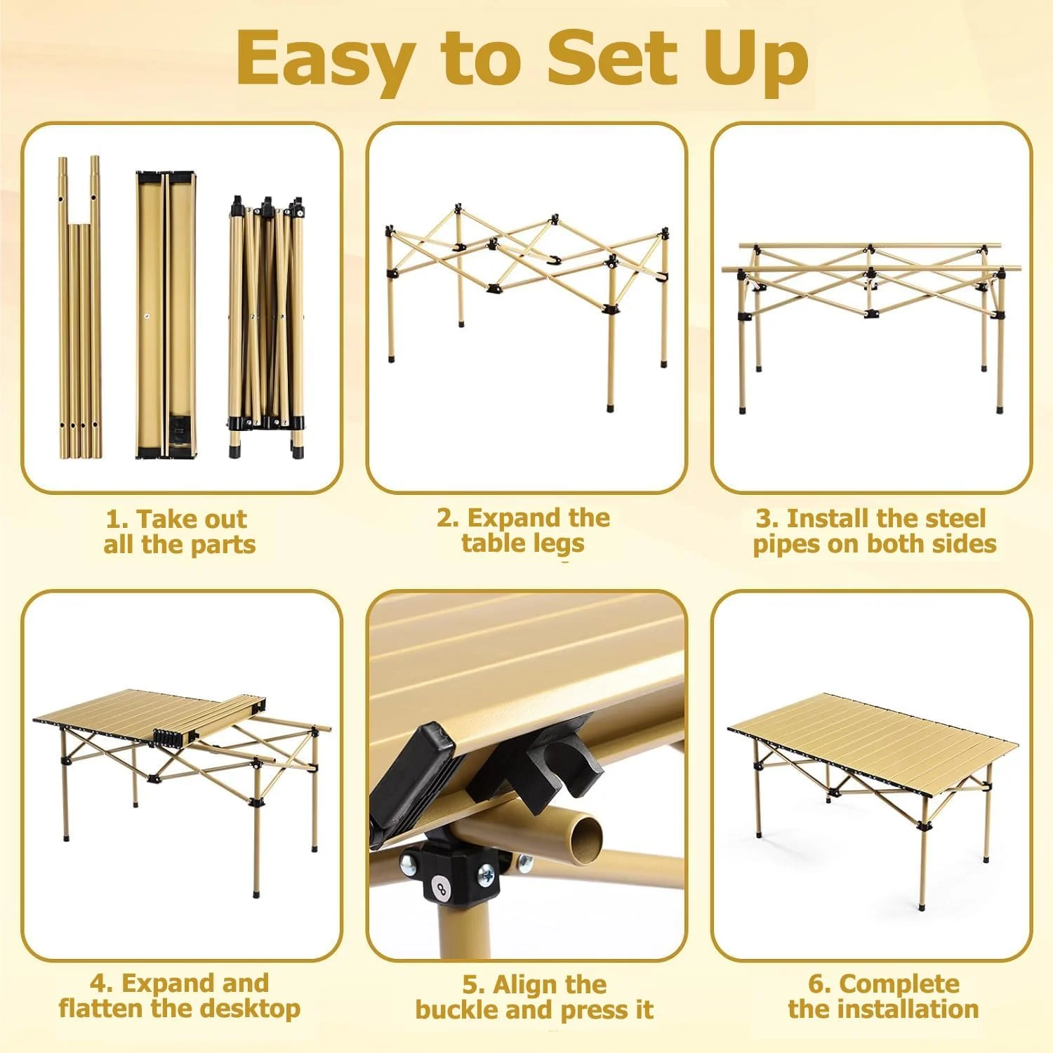 میز تاشو کمپینگ 95 * 55 * 50 سانتیمتری، میز پیکنیک کمپینگ قابل حمل، میز ساحلی تاشو آلومینیومی فوق سبک با کیف حمل، مناسب برای فضای باز، پیکنیک، آشپزی، ساحل، پیادهروی، ماهیگیری (بژ) میز تاشو کمپینگ 95 * 55 * 50 سانتیمتری، میز پیکنیک کمپینگ قابل حمل، میز ساحلی تاشو آلومینیومی فوق سبک با کیف حمل، مناسب برای فضای باز، پیکنیک، آشپزی، ساحل، پیادهروی، ماهیگیری (بژ)