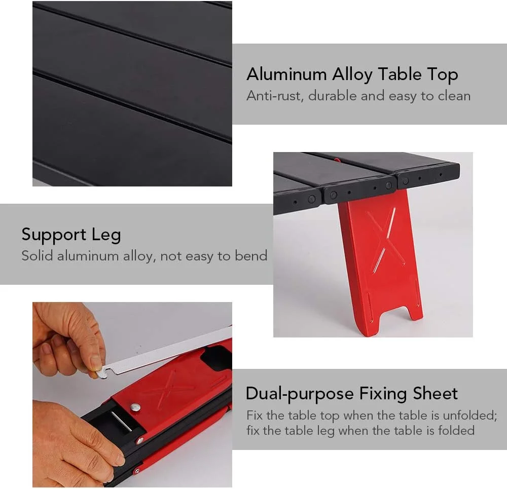 میز تاشو کمپینگ یوروتن، میز پیک نیک ساحلی آلومینیومی فوق سبک قابل حمل در فضای باز به همراه کیف حمل میز تاشو کمپینگ یوروتن، میز پیک نیک ساحلی آلومینیومی فوق سبک قابل حمل در فضای باز به همراه کیف حمل