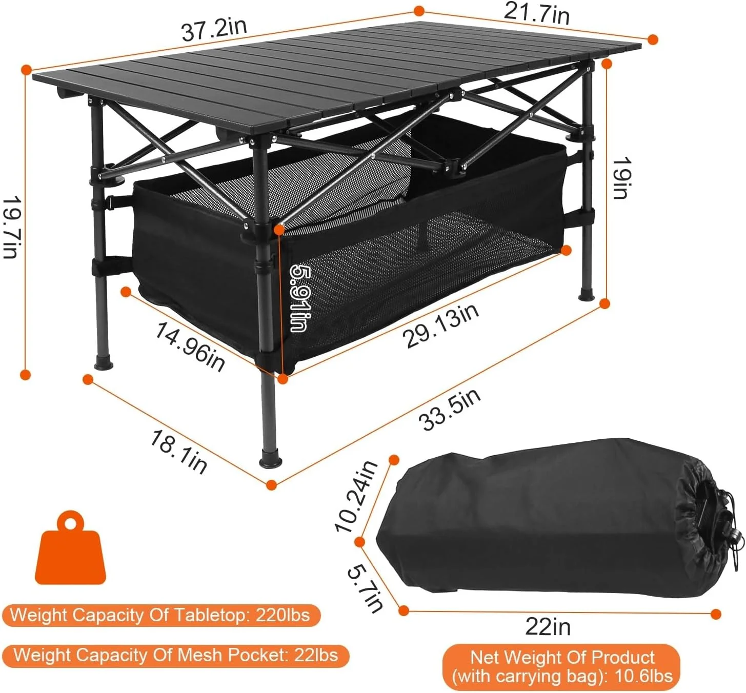 میز تاشو آلومینیومی کمپینگ Eoptify، میز کمپینگ تاشو با ارتفاع قابل تنظیم، میز سبک وزن برای کمپینگ، پیک نیک، باربیکیو، ساحل، مهمانی، میز قابل حمل با توری ذخیره سازی و کیف حمل میز تاشو آلومینیومی کمپینگ Eoptify، میز کمپینگ تاشو با ارتفاع قابل تنظیم، میز سبک وزن برای کمپینگ، پیک نیک، باربیکیو، ساحل، مهمانی، میز قابل حمل با توری ذخیره سازی و کیف حمل