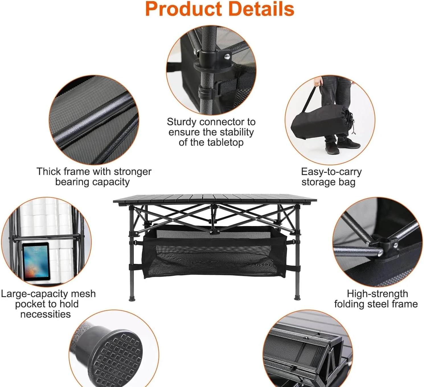 میز تاشو آلومینیومی کمپینگ Eoptify، میز کمپینگ تاشو با ارتفاع قابل تنظیم، میز سبک وزن برای کمپینگ، پیک نیک، باربیکیو، ساحل، مهمانی، میز قابل حمل با توری ذخیره سازی و کیف حمل میز تاشو آلومینیومی کمپینگ Eoptify، میز کمپینگ تاشو با ارتفاع قابل تنظیم، میز سبک وزن برای کمپینگ، پیک نیک، باربیکیو، ساحل، مهمانی، میز قابل حمل با توری ذخیره سازی و کیف حمل