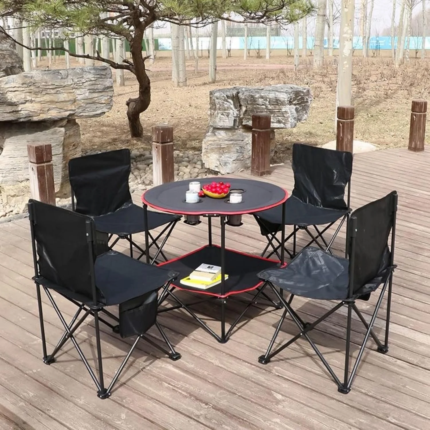 میز کمپینگ تاشو قابل حمل JDLYEVER - میز ناهارخوری تاشو فضای باز با 4 جای لیوان - ایده آل برای ساحل، پیک نیک، کمپینگ - پارچه آکسفورد ضد آب 600D بادوام - 72.8x61.9x50.8 سانتی متر - قاب آلیاژ آلومینیوم میز کمپینگ تاشو قابل حمل JDLYEVER - میز ناهارخوری تاشو فضای باز با 4 جای لیوان - ایده آل برای ساحل، پیک نیک، کمپینگ - پارچه آکسفورد ضد آب 600D بادوام - 72.8x61.9x50.8 سانتی متر - قاب آلیاژ آلومینیوم