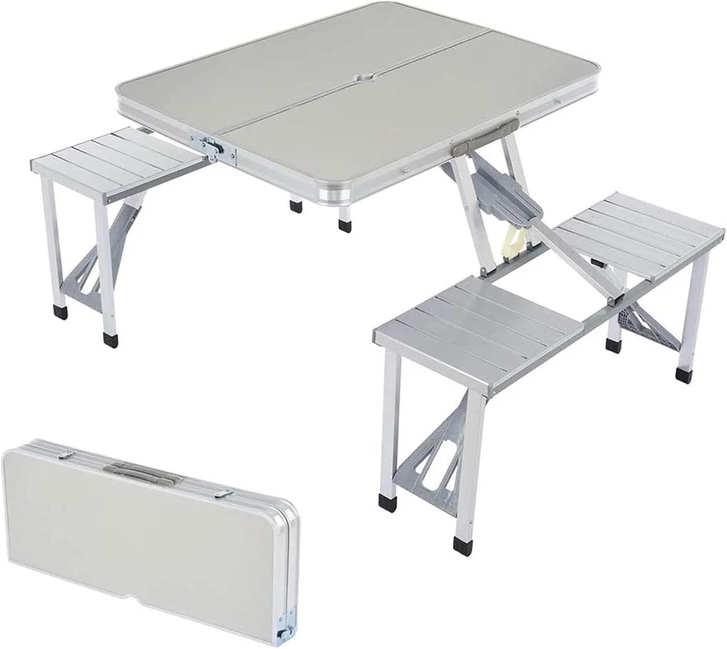 ست میز و صندلی تاشو، میز پیک نیک کمپینگ تاشو قابل حمل، با 4 صندلی و سوراخ چتر، مناسب برای پیک نیک و مسافرت در فضای باز، 33.6 اینچ ست میز و صندلی تاشو، میز پیک نیک کمپینگ تاشو قابل حمل، با 4 صندلی و سوراخ چتر، مناسب برای پیک نیک و مسافرت در فضای باز، 33.6 اینچ