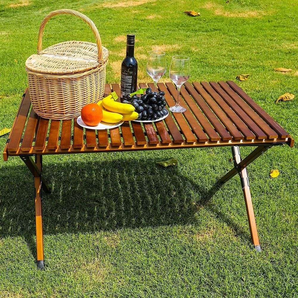 میز چوبی تاشو قابل حمل YAHOME - میز پیک نیک تاشو چند منظوره مناسب فضای باز و داخل خانه، میز چوبی رولی با کیف برای پیک نیک، کمپینگ، مسافرت، ساحل، مهمانی، پاسیو، باربیکیو باغ میز چوبی تاشو قابل حمل YAHOME - میز پیک نیک تاشو چند منظوره مناسب فضای باز و داخل خانه، میز چوبی رولی با کیف برای پیک نیک، کمپینگ، مسافرت، ساحل، مهمانی، پاسیو، باربیکیو باغ