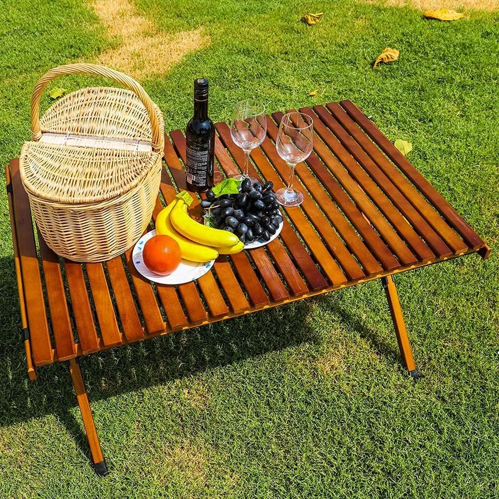 میز چوبی تاشو قابل حمل YAHOME - میز پیک نیک تاشو چند منظوره مناسب فضای باز و داخل خانه، میز چوبی رولی با کیف برای پیک نیک، کمپینگ، مسافرت، ساحل، مهمانی، پاسیو، باربیکیو باغ میز چوبی تاشو قابل حمل YAHOME - میز پیک نیک تاشو چند منظوره مناسب فضای باز و داخل خانه، میز چوبی رولی با کیف برای پیک نیک، کمپینگ، مسافرت، ساحل، مهمانی، پاسیو، باربیکیو باغ