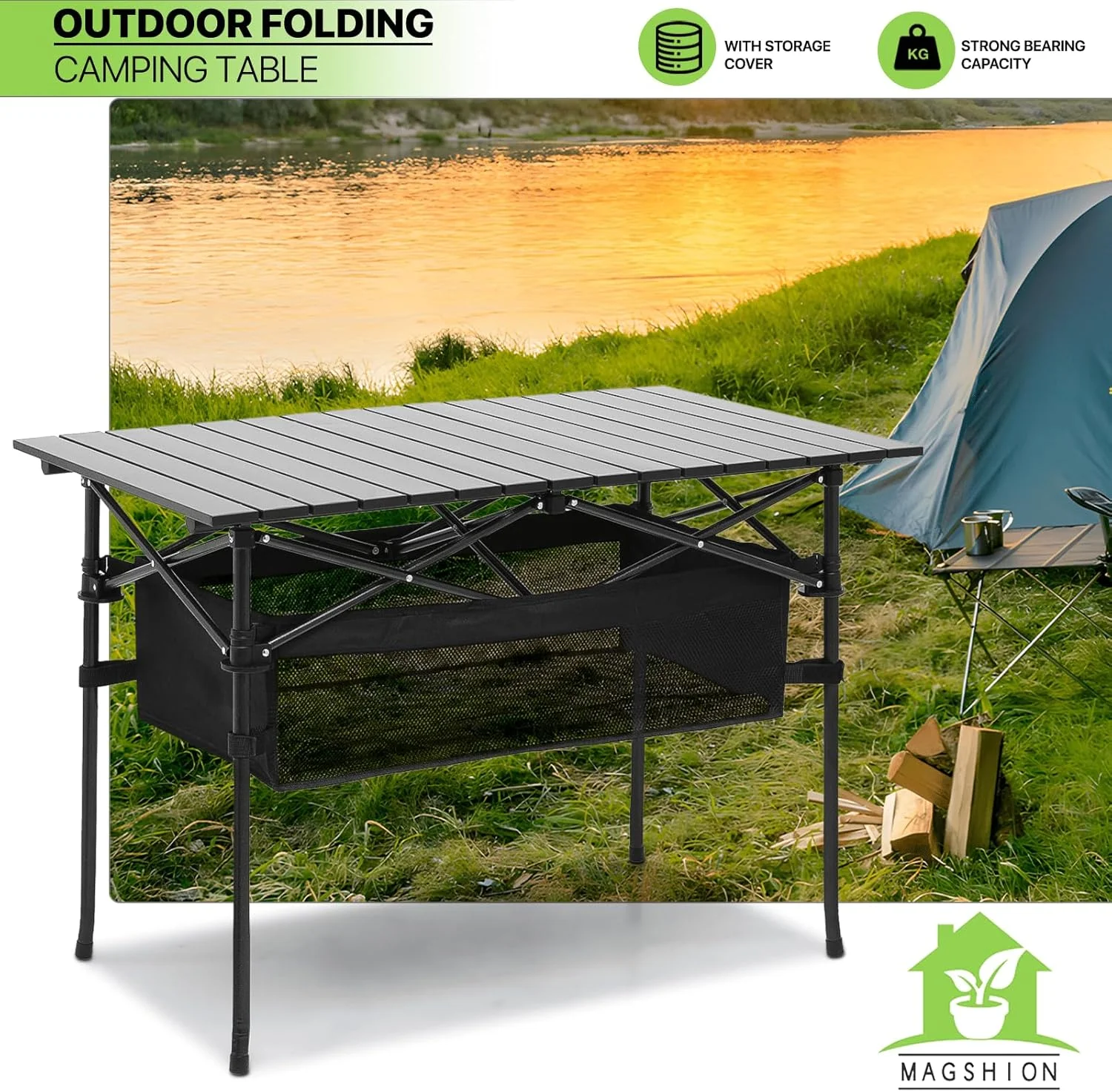 میز تاشو قابل حمل پیک نیک و کمپینگ VIBZONFU، میز آلومینیومی رول آپ با کیف حمل آسان برای استفاده در فضای داخلی، فضای باز، کمپینگ، ساحل، حیاط خلوت، باربیکیو، مهمانی، پاسیو، پیک نیک (متوسط) میز تاشو قابل حمل پیک نیک و کمپینگ VIBZONFU، میز آلومینیومی رول آپ با کیف حمل آسان برای استفاده در فضای داخلی، فضای باز، کمپینگ، ساحل، حیاط خلوت، باربیکیو، مهمانی، پاسیو، پیک نیک (متوسط)