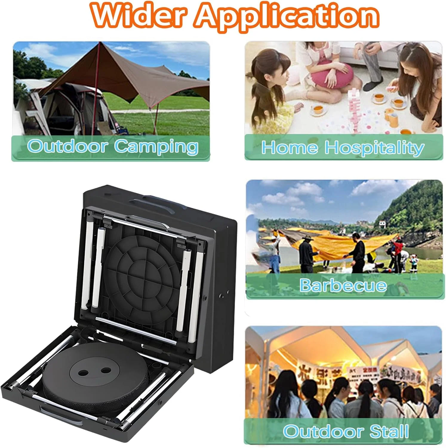 ست میز و صندلی تاشو سفری FLOVESUNS، صندلی کمپینگ با قابلیت تنظیم ارتفاع، مناسب برای سفر، پیک نیک، ساحل، ماهیگیری، میز کوچک و محکم فضای باز (مشکی)