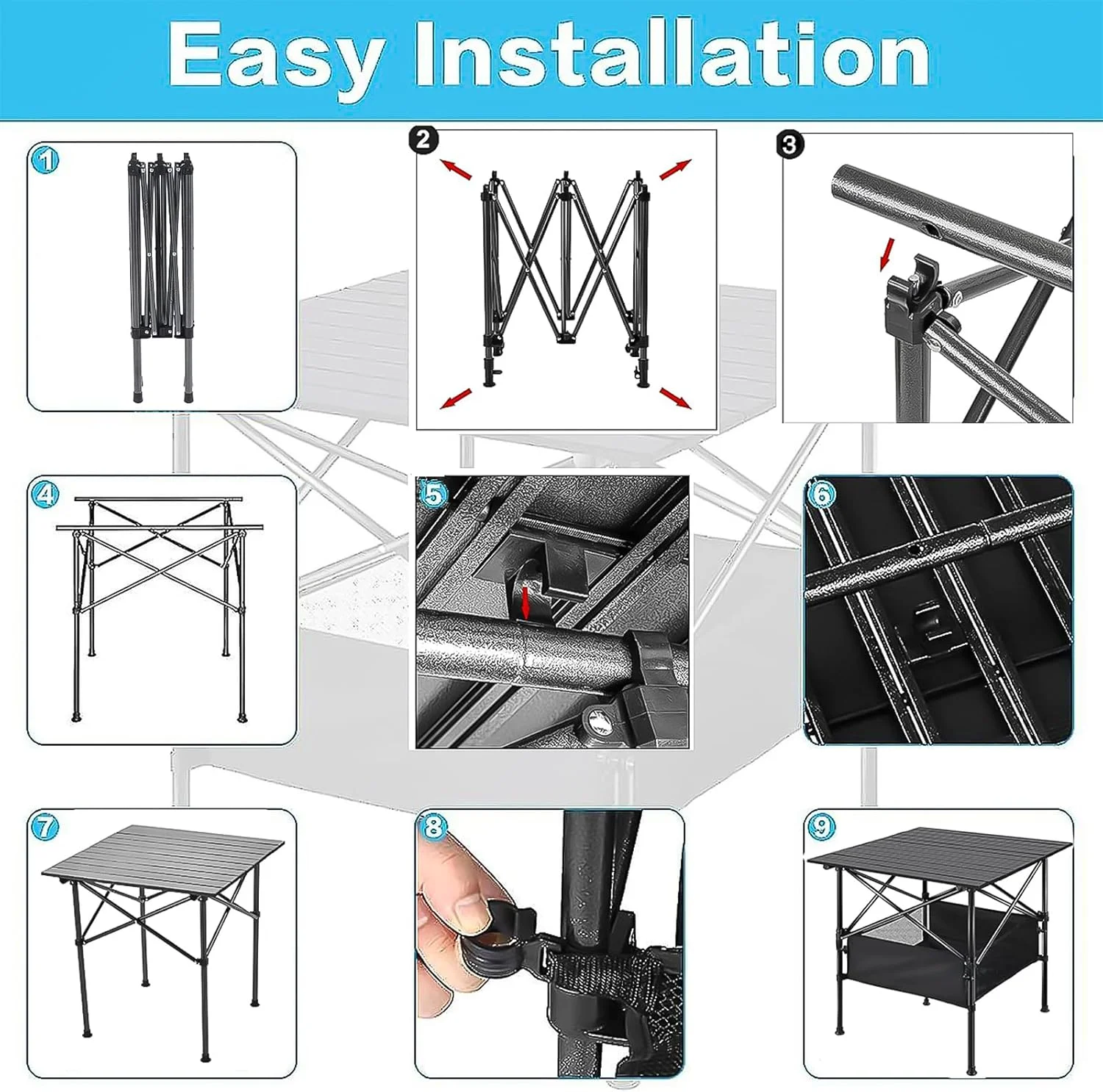 میز تاشو آچارد، میز تاشو کمپینگ، میز رول تاپ با کیف توری، میز رول آپ با سازمان دهنده توری و کیف حمل، میز تاشو ساحلی برای کمپینگ، ساحل، پیک نیک، باربیکیو (53 * 50 * 50 سانتی متر) میز تاشو آچارد، میز تاشو کمپینگ، میز رول تاپ با کیف توری، میز رول آپ با سازمان دهنده توری و کیف حمل، میز تاشو ساحلی برای کمپینگ، ساحل، پیک نیک، باربیکیو (53 * 50 * 50 سانتی متر)
