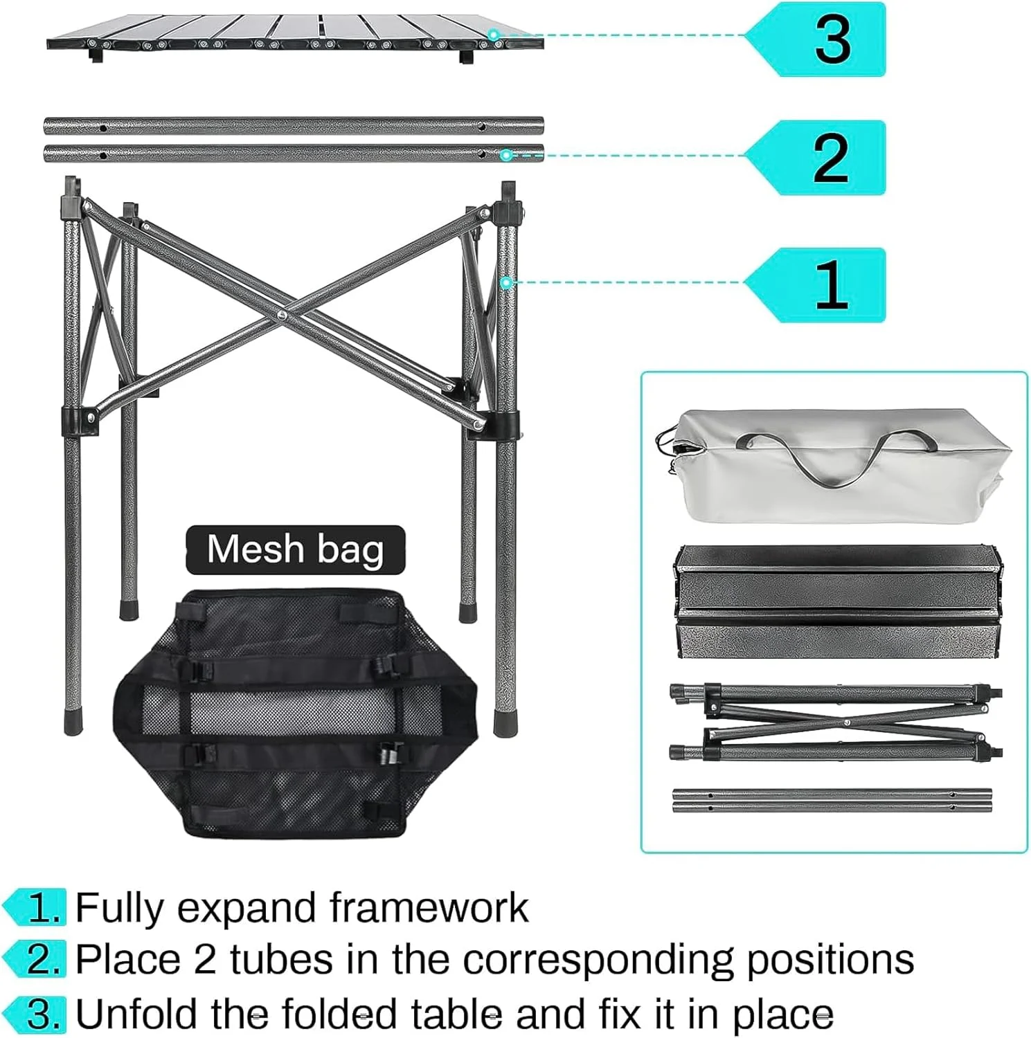میز تاشو آچارد، میز تاشو کمپینگ، میز رول تاپ با کیف توری، میز رول آپ با سازمان دهنده توری و کیف حمل، میز تاشو ساحلی برای کمپینگ، ساحل، پیک نیک، باربیکیو (53 * 50 * 50 سانتی متر) میز تاشو آچارد، میز تاشو کمپینگ، میز رول تاپ با کیف توری، میز رول آپ با سازمان دهنده توری و کیف حمل، میز تاشو ساحلی برای کمپینگ، ساحل، پیک نیک، باربیکیو (53 * 50 * 50 سانتی متر)