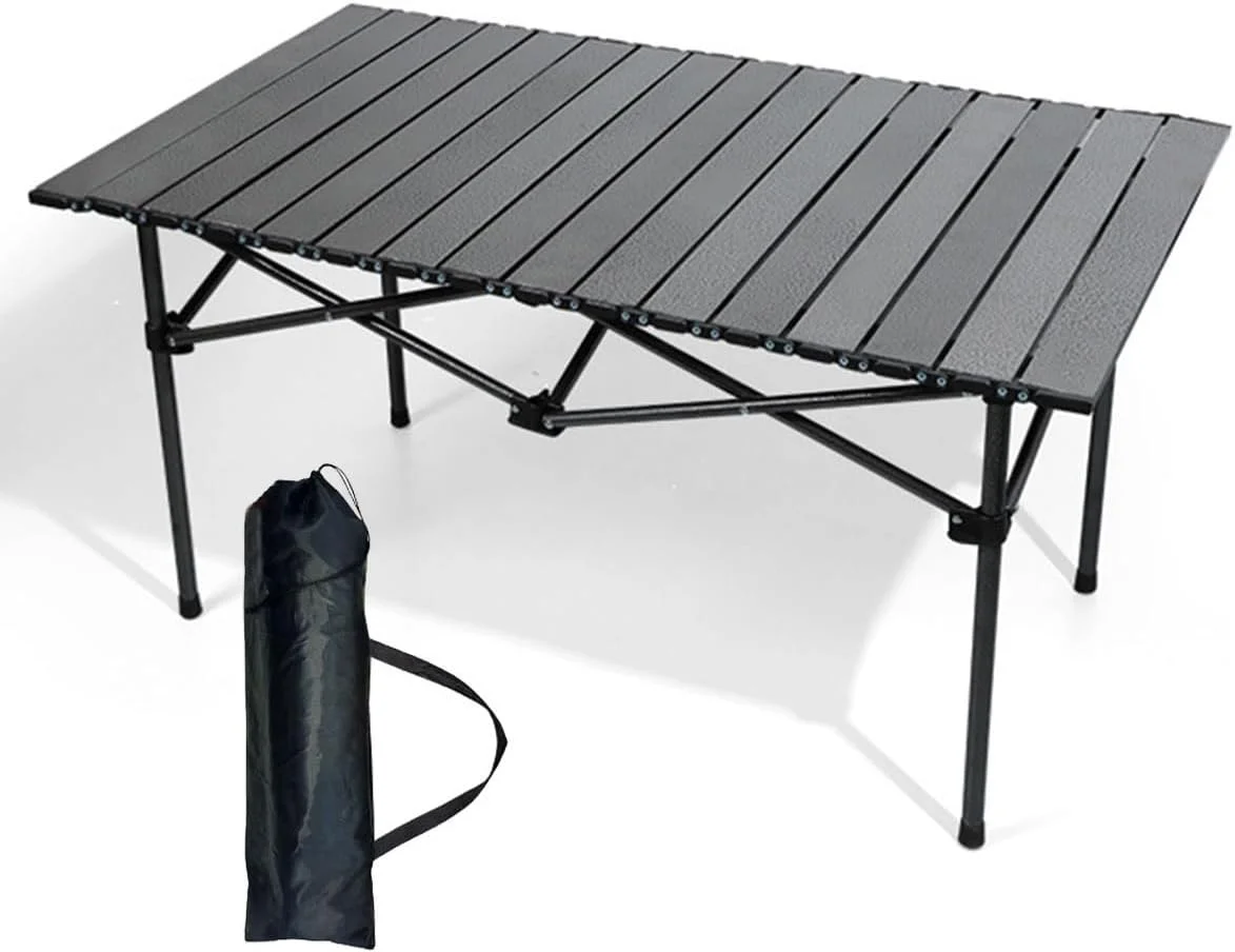 میز تاشو کمپینگ جدید ECVV، ۹۵×۵۵×۵۰ سانتی متر، رویه آلومینیومی فوق سبک با کیف حمل، حمل آسان، ایده آل برای پیک نیک، آشپزی، ساحل، پیاده روی، ماهیگیری، مهمانی ها و دورهمی های فضای باز