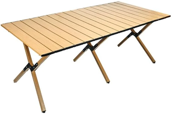 میز تاشو ECVV® - میز پیک نیک تاشو چند منظوره قابل حمل برای فضای باز و داخل خانه، میز رولی طرح چوب با کیف برای پیک نیک، کمپینگ، مسافرت، ساحل، مهمانی، پاسیو، باربیکیو باغ | 120 * 60 سانتی متر