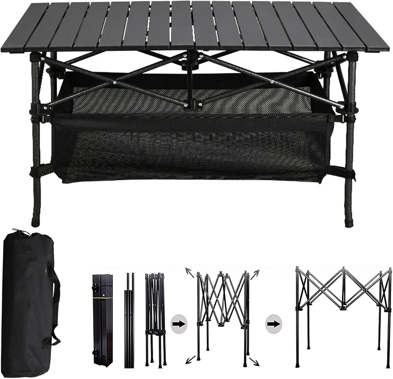 میز تاشو کمپینگ VUCATIN، میز پیک نیک تاشو بزرگ قابل حمل 3.12 فوت به همراه کیف نگهداری و کیف حمل برای کمپینگ در فضای باز، پیک نیک، ماهیگیری، باربیکیو، میز سیاه میز تاشو کمپینگ VUCATIN، میز پیک نیک تاشو بزرگ قابل حمل 3.12 فوت به همراه کیف نگهداری و کیف حمل برای کمپینگ در فضای باز، پیک نیک، ماهیگیری، باربیکیو، میز سیاه